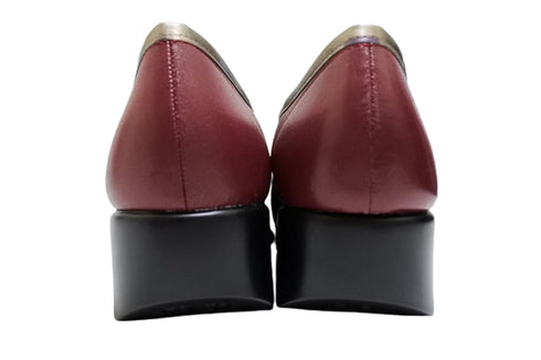 【ナチュラルバック 5283 ワインコンビ】サイドジップ靴紐シューズ